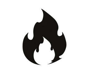 Fire flame icon, simple black silhouette of bonfire, heat, wildfire, campfire. Oil, gas and energy concept. Fire emoji. Fiery flame sign isolated on white background, Flat Vector illustration EPS 10