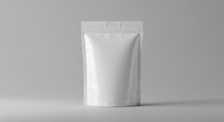 White Pouch Packaging Mockup on Gray Background