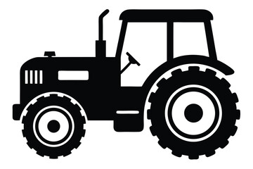 Farm vehicle silhouette shows a simple tractor with thick tires and cab