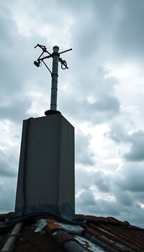 weather vane on the roof of a building