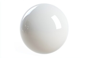 A perfectly smooth, glossy, white sphere.  It's a round, polished object, seemingly made of ceramic or glass, against a plain white background