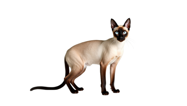 Siamese Cat with Elegant Whiskers and Tail
