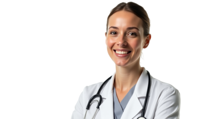 Doctor Smiling in White Coat with Stethoscope