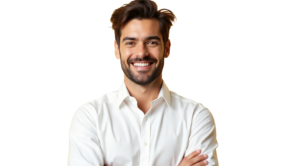 Beard Portrait of a Happy Man in Shirt