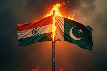 Pakistan vs India war conflict flag