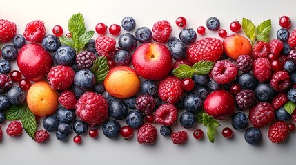 Obraz premium Colorful mix of fresh berries and plums.