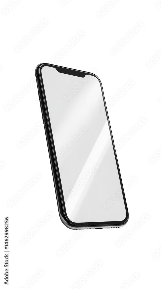 Poster modern smartphone mockup with blank white screen for app presentation and on transparent background