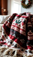 blanket that is on top of a couch