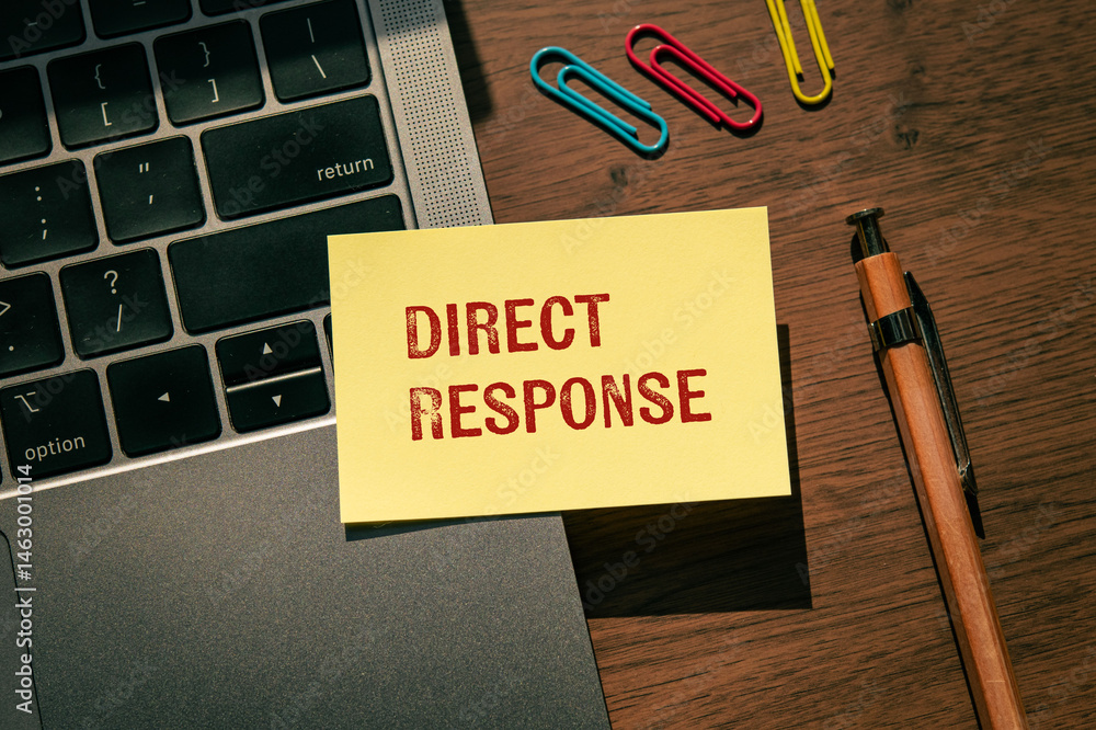 Poster there is sticky note with the word direct response. it is as an eye-catching image.