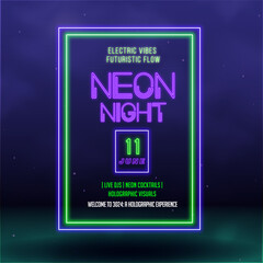 Flyer Neon Editable Vector background 
