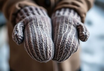 Obraz premium person wearing a pair of knitted gloves
