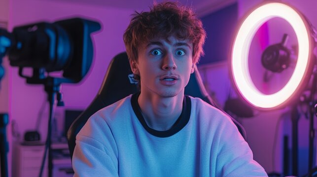 Surprised Gamer Streaming Online