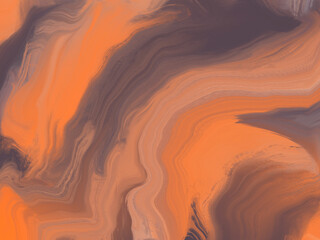 Abstract wavy orange and maroon brown fluid gradient background. Vibrant warm colors liquid digital watercolor marble texture for vintage concept, natural colors fire flame design, banner