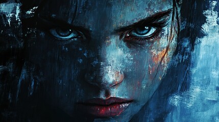 Intense female warrior portrait