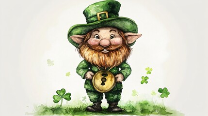 Fototapeta premium Watercolor Illustration Saint Patrick and Horses: Celtic Artwork for Festive Design Projects