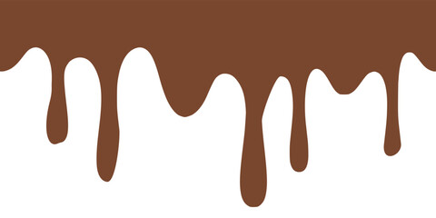 Chocolate syrup drip icon. Vector illustration. Set of isolated brown chocolate or cocoa liquid drops and leaks. Sweet melted fluid symbol in dripping design.