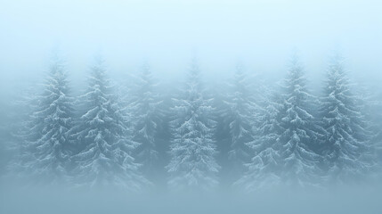 Misty winter forest scene