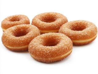 Delicious Sugar Donuts on White Background