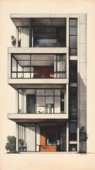 Fototapeta premium Modernist apartment building facade