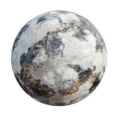 Weathered stone sphere texture background image 3d render old art grey on transparent background