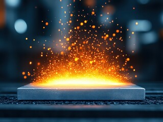 Abstract Industrial Platform with Sparkling Light Effect