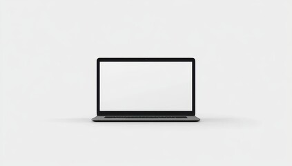Gray laptop with blank screen, simple and modern design