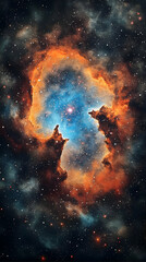 Cosmic nebula with vibrant colors and intricate structures