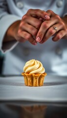 Obraz premium person holding their hands over a cupcake