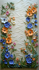 Floral relief panel with sculpted flowers and foliage