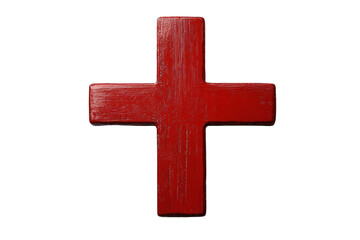 Obraz premium Simple red wooden cross isolated on studio shot god hope love icon sign on transparent background