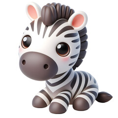 Cute 3d zebra isolated on white background
