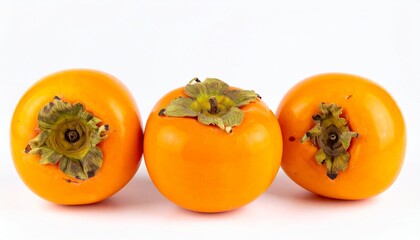 Fresh Persimmons Isolated on White Surface
