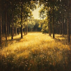 Obraz premium Sunlit Forest Path (1)
