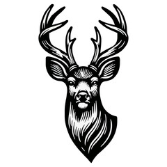 Buck, Deer, head Logo, Vector illustration design isolated on white background, Great for your Hunting Logo, Decal & Stickers.
