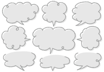 クレヨン素材　手描きのふきだしセット