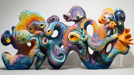 Whimsical Voyage: An Abstract Odyssey in Vibrant Motion on Canvas