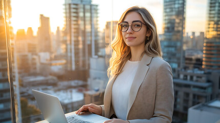A woman wearing glasses