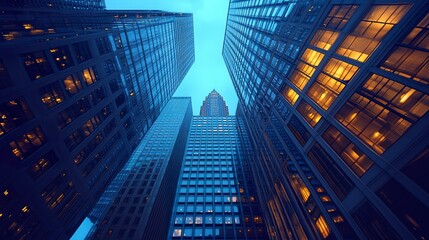 The iconic Duke Energy Center in Charlotte, North Carolina, surrounded by other skyscrapers in the heart of downtown, embodying a dynamic and bustling urban core  