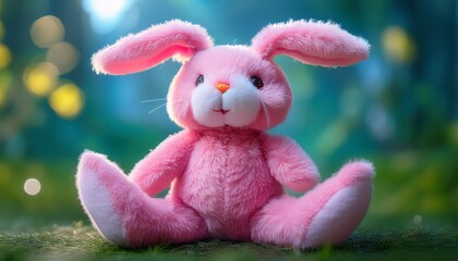 Fototapeta premium a pink stuffed animal rabbit