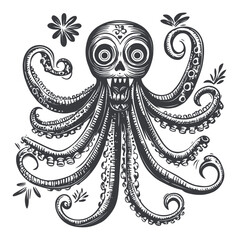 Fototapeta premium Artistic Skull Octopus Design for Unique Graphic Illustrations