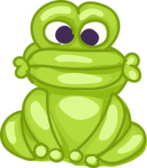 Balloon frog character illustration in bright green for children's party themes