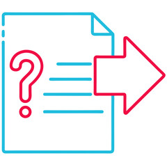 Fototapeta premium Document Icon with Arrow and Question Mark on Transparent Background