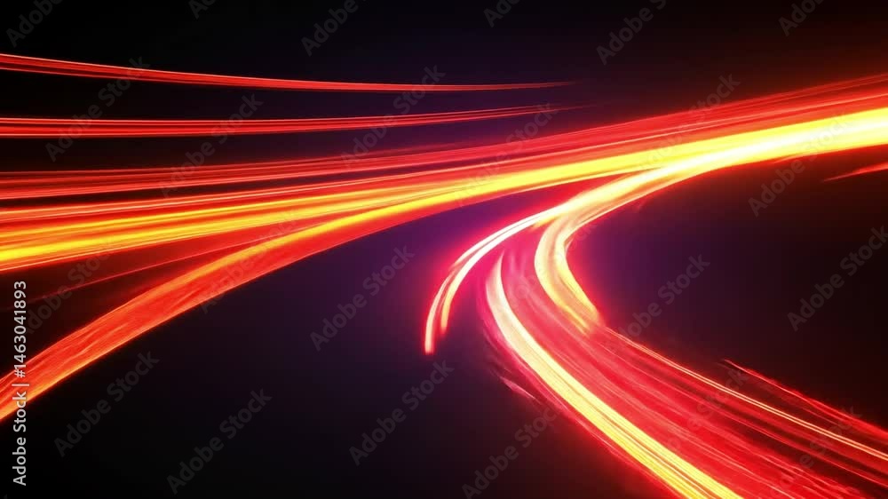 Poster vibrant abstract light trails in motion create dynamic background of orange and yellow hues against 