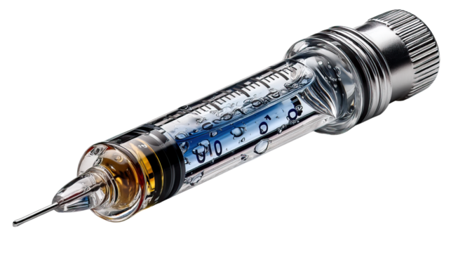 Isolated medical syringe, a tool of medicine, on a white background