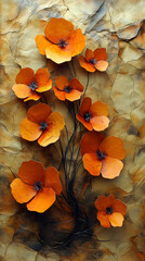 Orange flowers on textured background