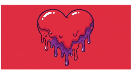 Heart with Dripping Liquid on Red Background for Valentine's Day