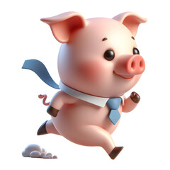 Cute 3d pig isolated on white background