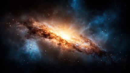 Fototapeta premium A breathtaking view of a galaxy bursting with bright colors and energy, representing the beauty and mystery of the cosmos and our place within the universe.
