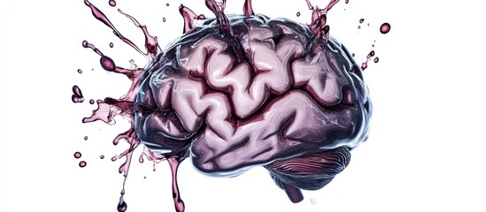 Conceptual depiction of a brain with fluid impact, illustrating neurological events