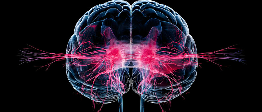 Abstract Brain Exploding With Pink Energy